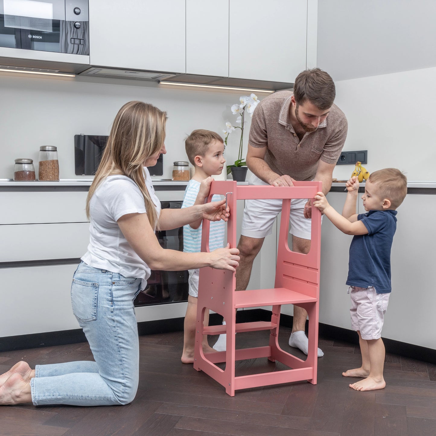 Adjustable Learning Tower Kitchen Helper Tower Stool For Kids ToyBox