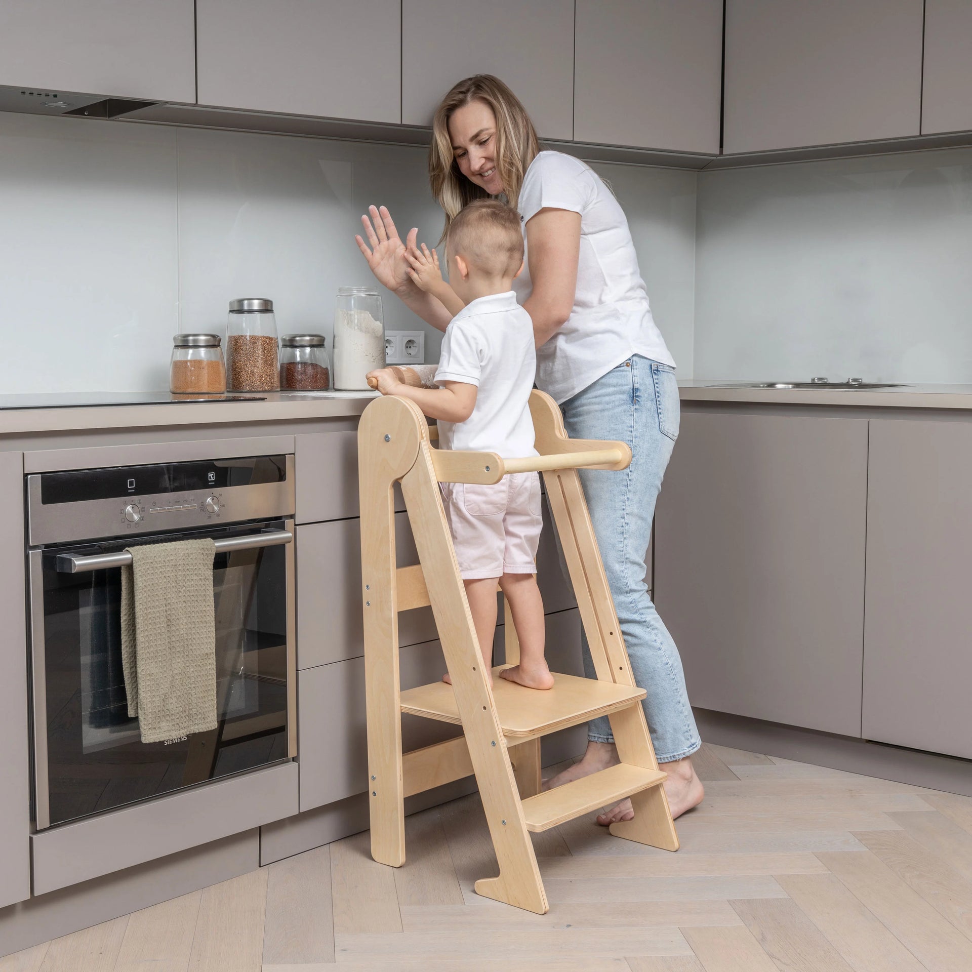 Foldable Learning Tower Kitchen Helper Tower Stool For Kids ToyBox