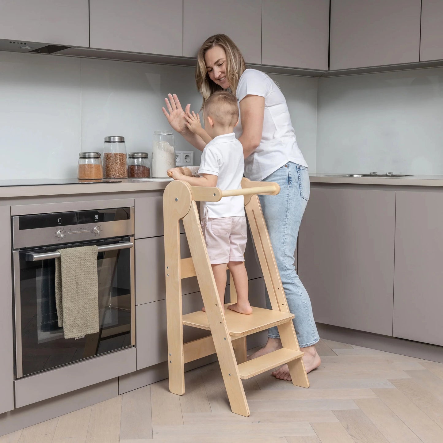 Foldable Learning Tower Helper Kitchen Tower Stool For Kids ToyBox