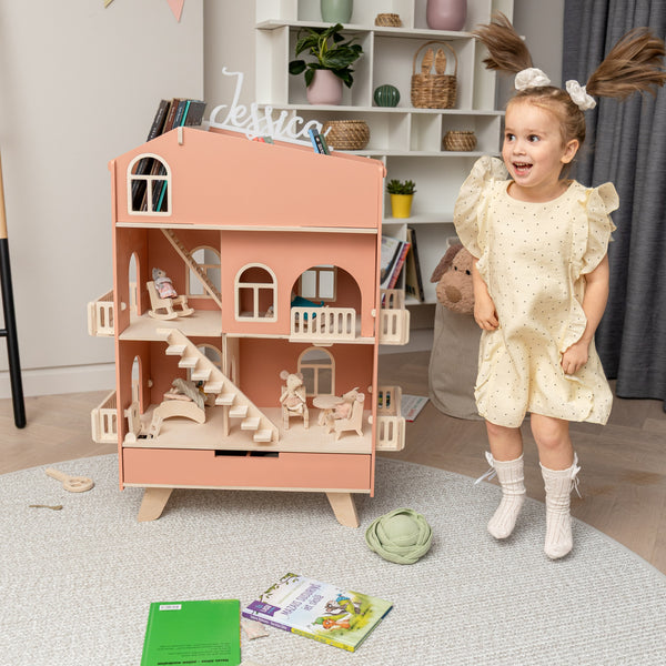 ToyBox Wooden Dollhouse for kids pretend play